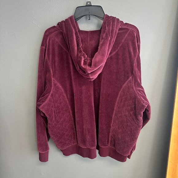 Calvin Klein Burgundy Velour Zip Up Hoodie Jackets Womens Plus Size 3x Top - Picture 4 of 5